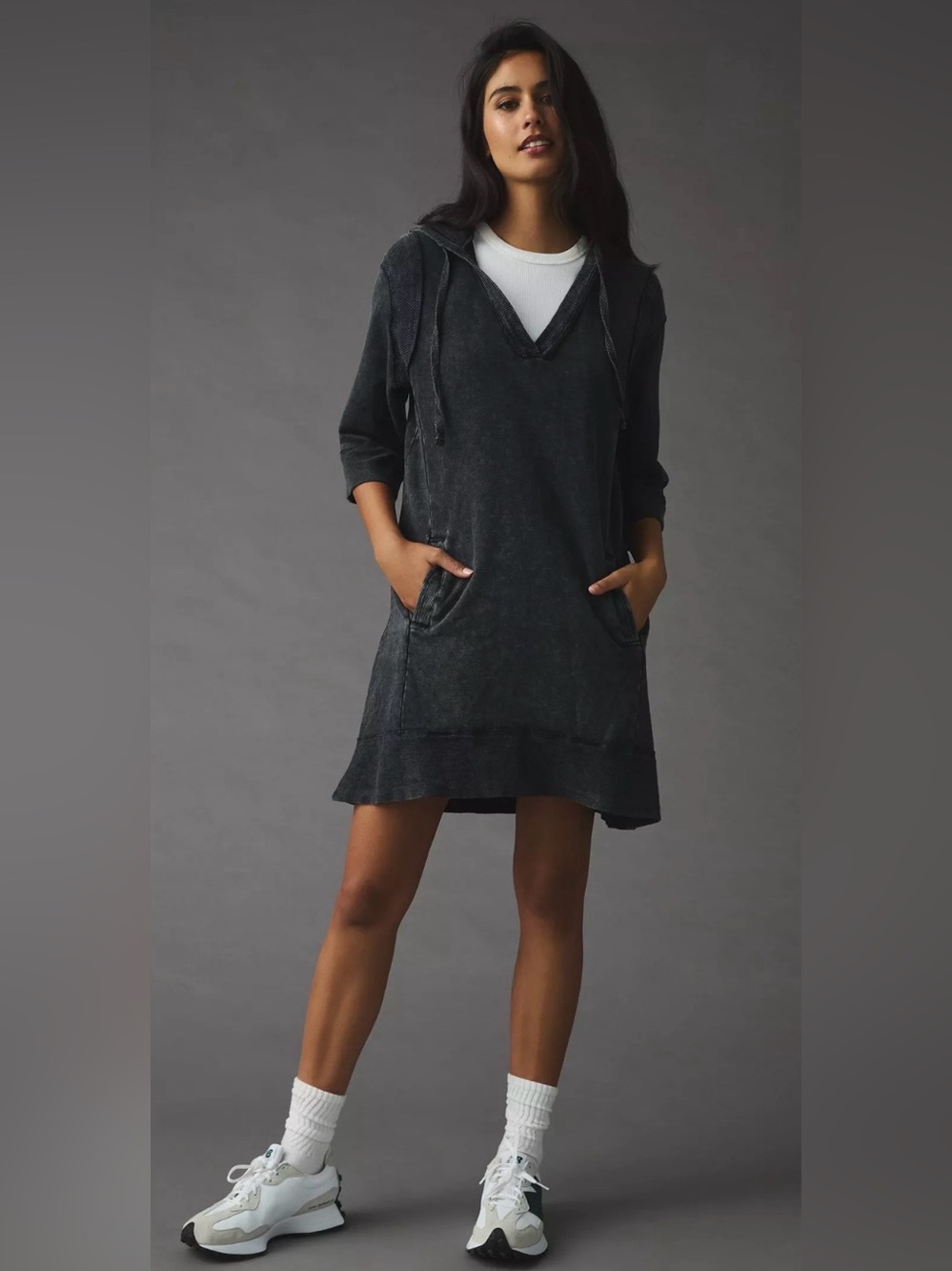 Daily Practice by Anthropologie Sport Hoodie Mini Dress size small charcoal grey